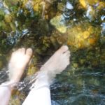 Die Saale - Abkühlung vor dem nächsten Konzert. Saale TFF Rudolstadt